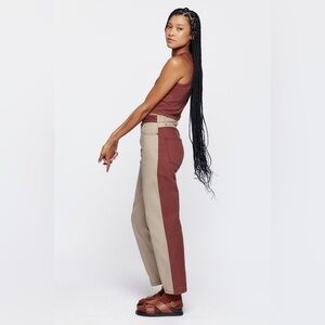 KOTN Two-Tone Brown and Tan Straight Leg Pants